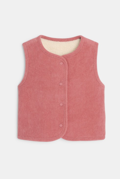 Chaleco reversible terciopelo forrado rosa bebé niña 1