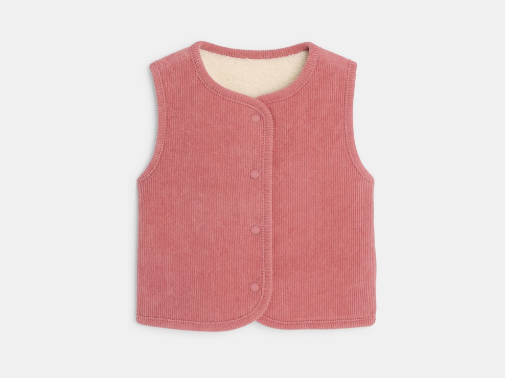 Chaleco reversible terciopelo forrado rosa bebé niña 1