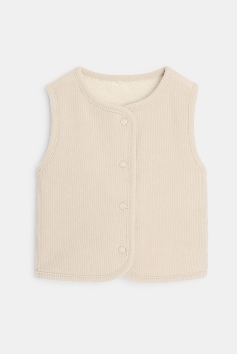 Chaleco reversible terciopelo forrado beige bebé niña 1