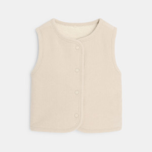 Ärmellose wendbare Weste aus gefüttertem Samt in Beige für kleine Mädchen