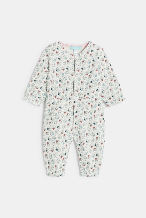 Tutina beige con motivo gatto per neonata 1