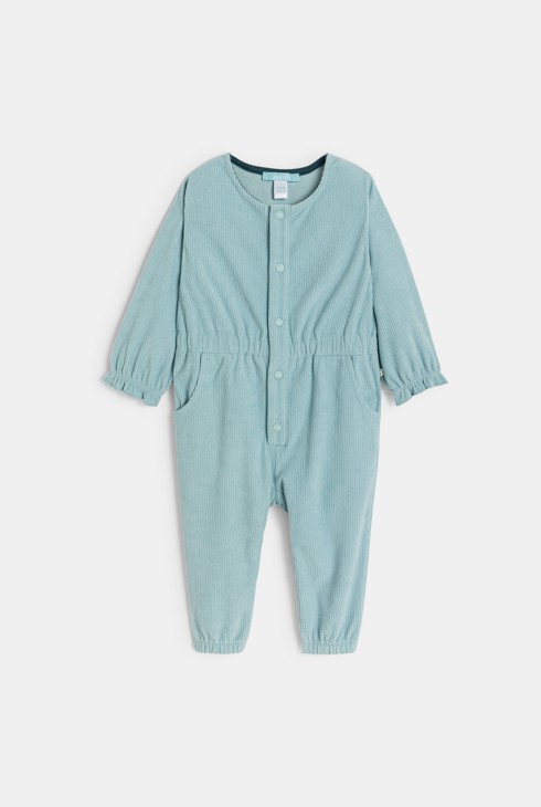 Combinaison velours côtelé bleu bébé fille 1