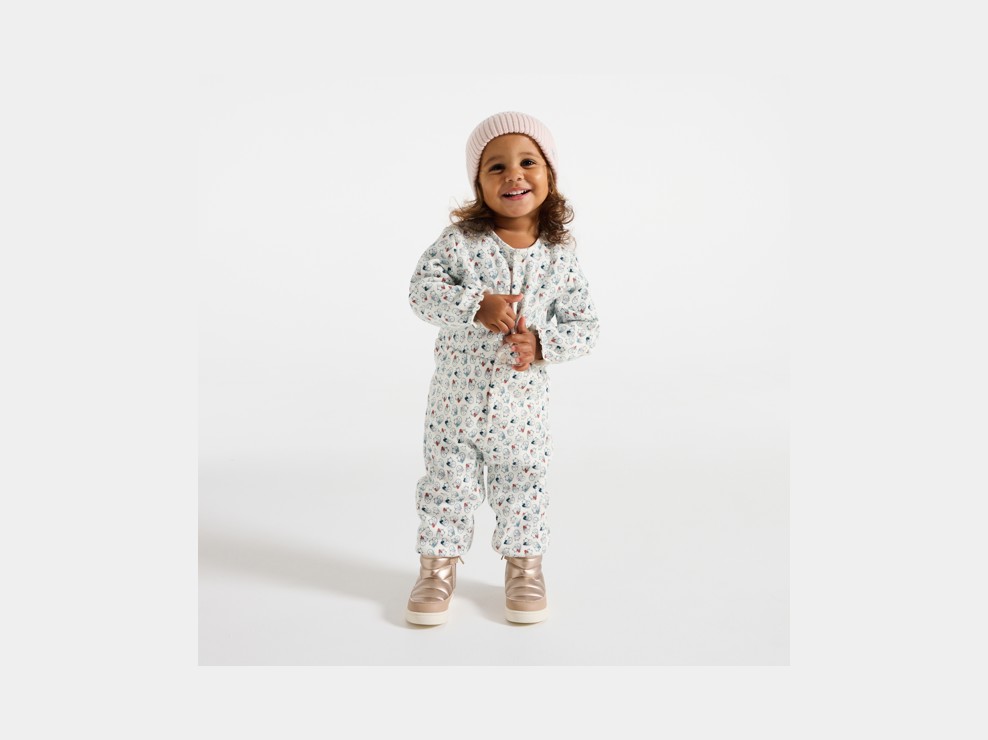 Combinaison beige à motif chat bébé fille 1