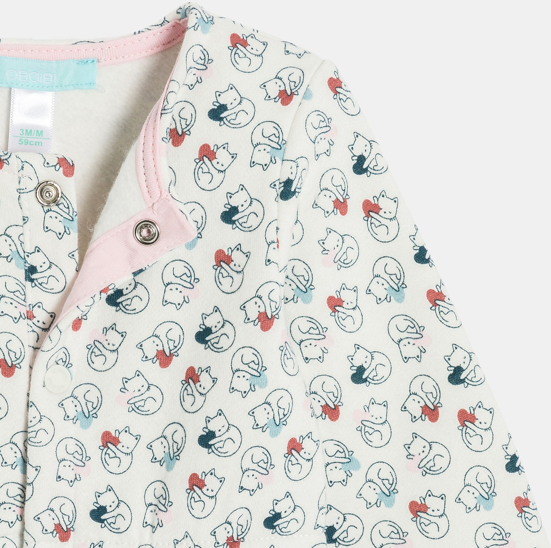 Combinaison beige à motif chat bébé fille