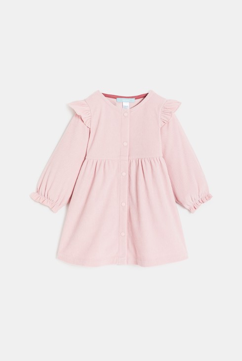 Robe en velours côtelé rose bébé fille