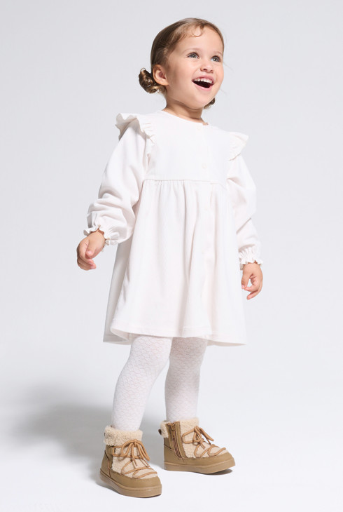 Kleid aus Cordstoff beige Kleinkind Mädchen 1