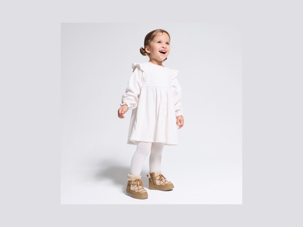 Beige jurk van corduroy voor babymeisjes 1