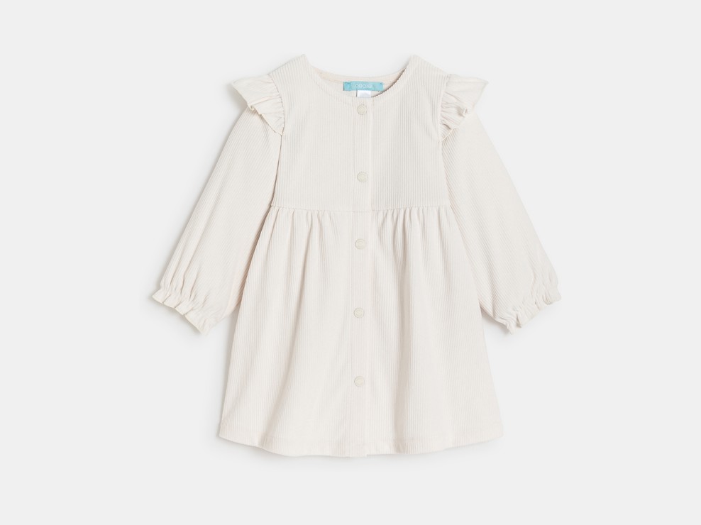 Robe en velours côtelé blanc bébé fille 2