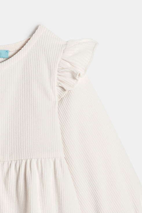 Robe en velours côtelé blanc bébé fille