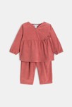 Ensemble en velours côtelé vieux rose bébé fille