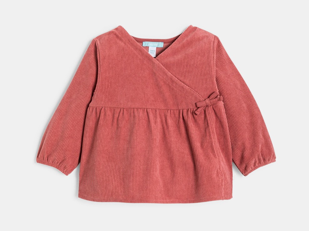 Ensemble en velours côtelé vieux rose bébé fille 2