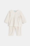 Ensemble beige en velours bébé fille