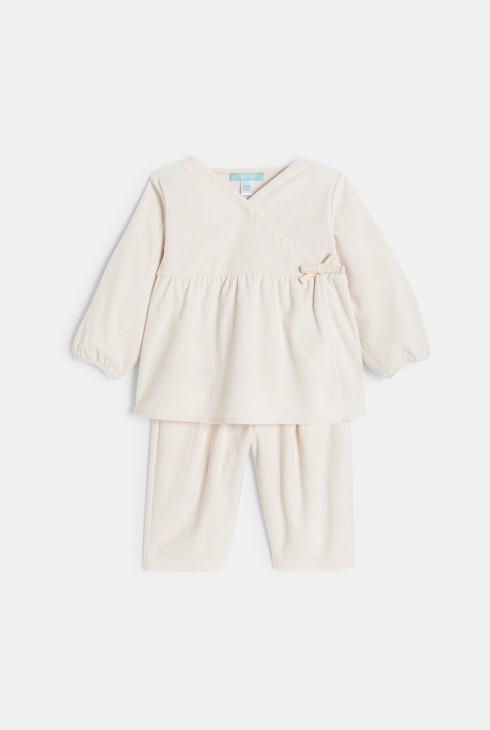 Set beige aus Samt Kleinkind Mädchen 1