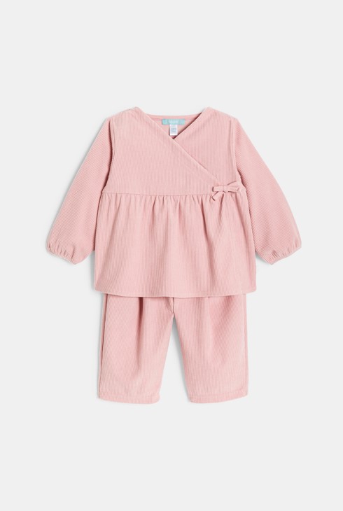 Set aus Samt rosa Kleinkind Mädchen 1
