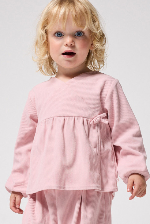 Roze fluwelen setje voor babymeisjes 2