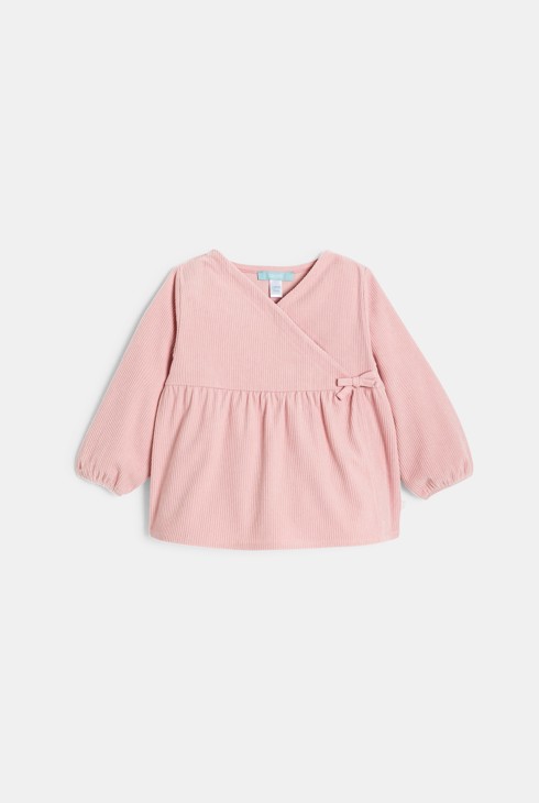 Ensemble en velours rose bébé fille