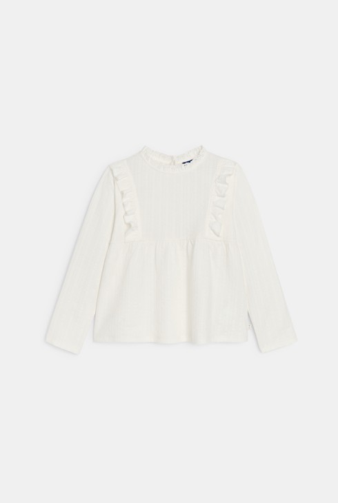 Blusa romántica con volantes blanco niña 1