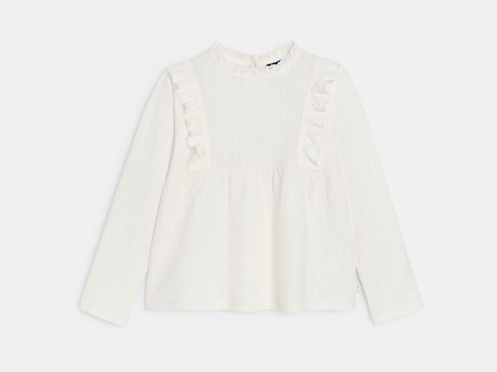 Romantische Rüschenbluse in Weiss für Mädchen 1