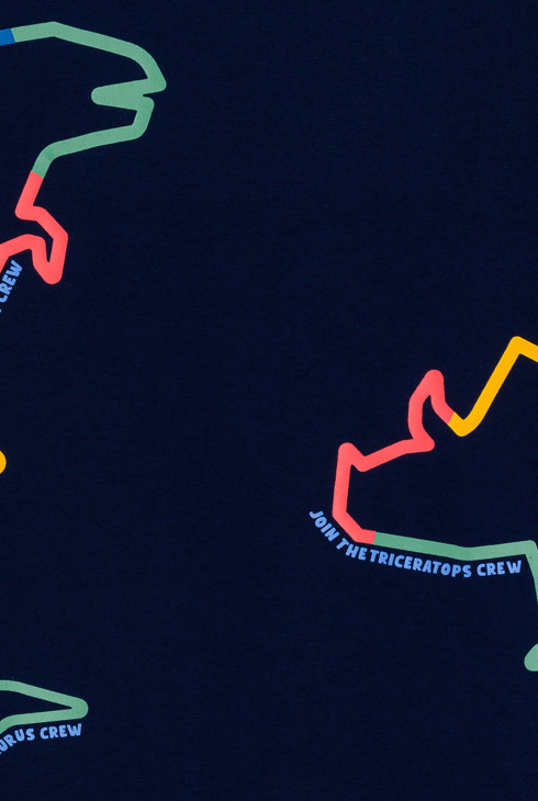 Pyjama 2 pièces en velours dinosaures bleu marine Garçon