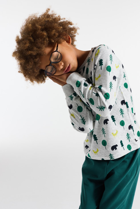 Pijama de terciopelo de 2 piezas azul cerceta estampado niño 2