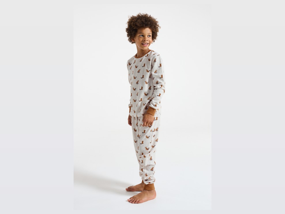 2-teiliger Schlafanzug Samt Waschbär-Motiv beige Jungen 1