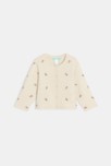 Gilet en maille beige à  motif fleur bébé fille