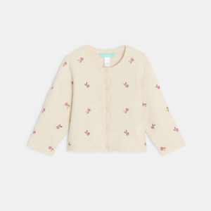Strickjacke beige mit Blumenmuster Kleinkind Mädchen