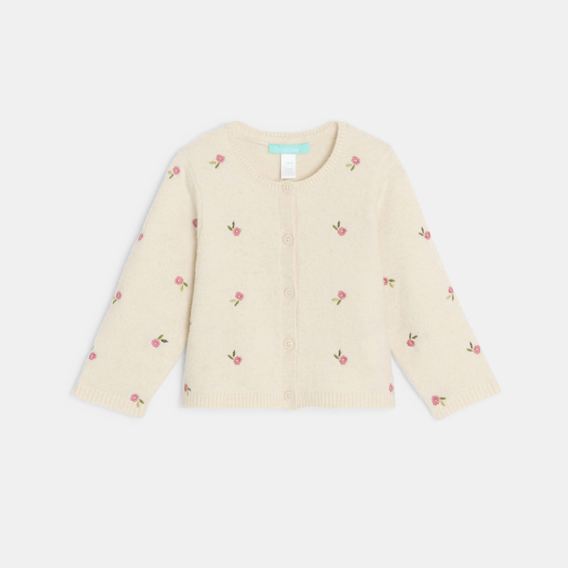 Strickjacke beige mit Blumenmuster Kleinkind Mädchen