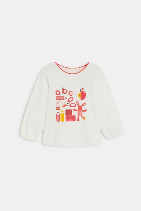 T-shirt manches longues crèche rose bébé fille 1