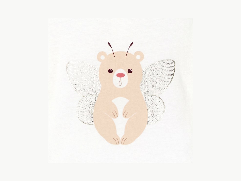 Dekliška bela majica z dolgimi rokavi in živaljo za dojenčke 2