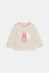 T-shirt manches longues animal beige bébé fille