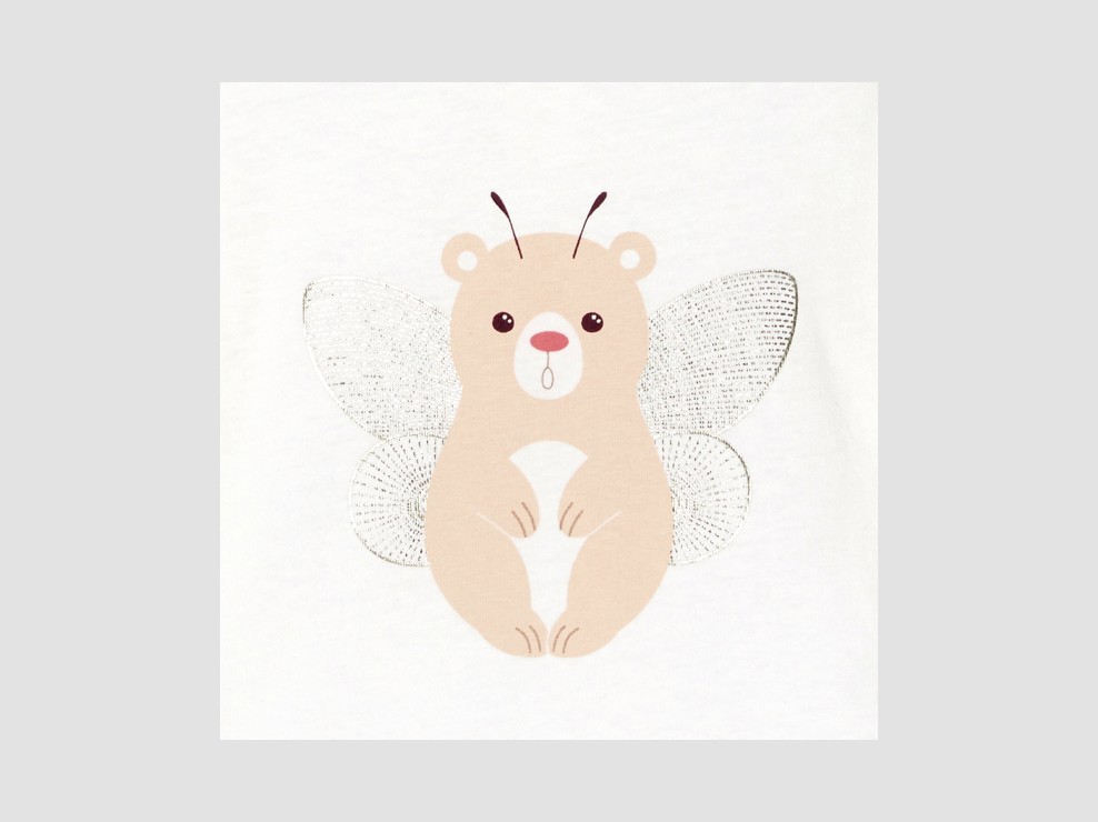 Wit T-shirt met lange mouwen en diertje voor babymeisjes 2