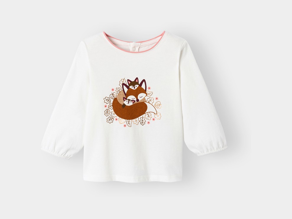 T-shirt renard blanc bébé fille 1