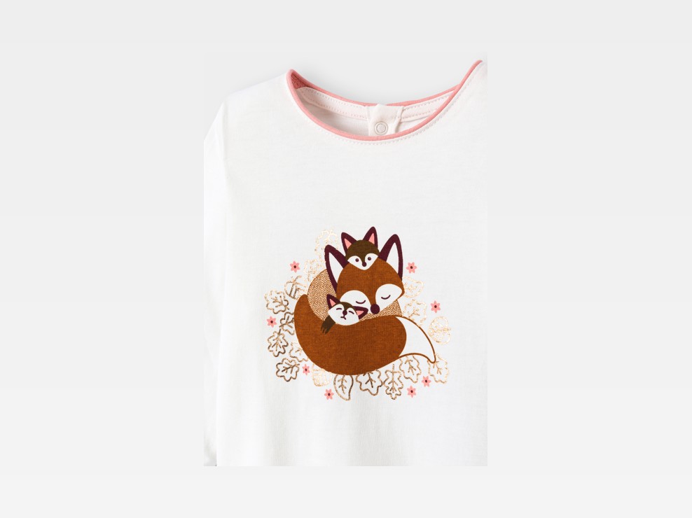 T-shirt renard blanc bébé fille 2