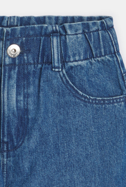 Jean à taille élastiquée bleu Fille