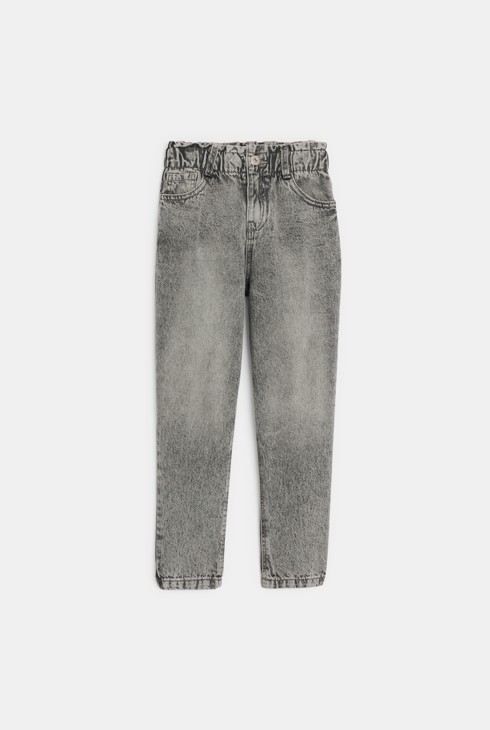 Jean à taille élastiquée gris Fille