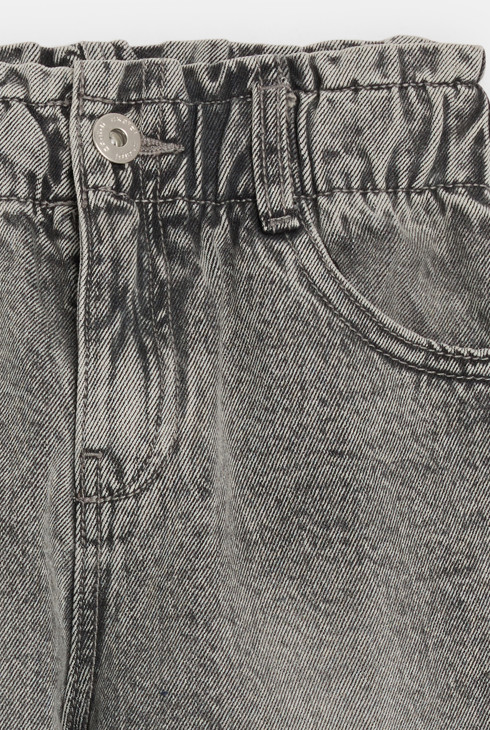 Jean à taille élastiquée gris Fille