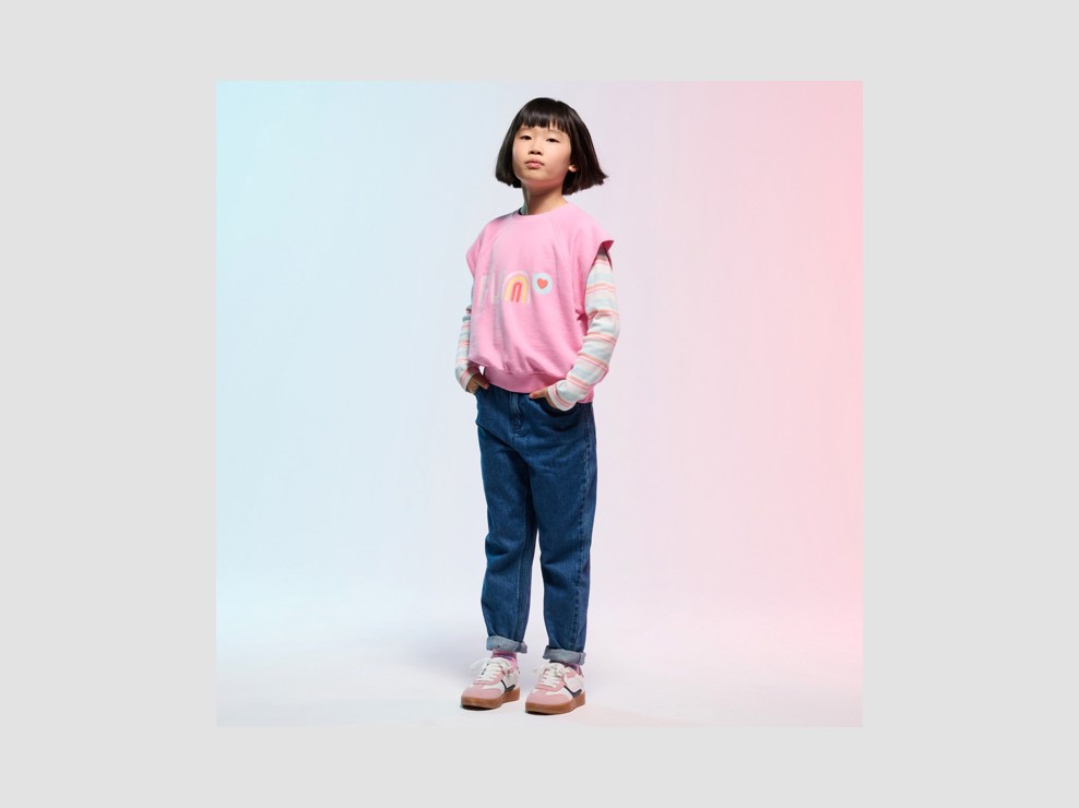 Blauwe jeans met elastische taille voor meisjes 1