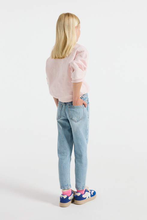 Jean à taille élastiquée bleu Fille 1