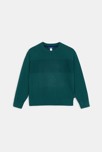 Pull col rond uni vert Garçon