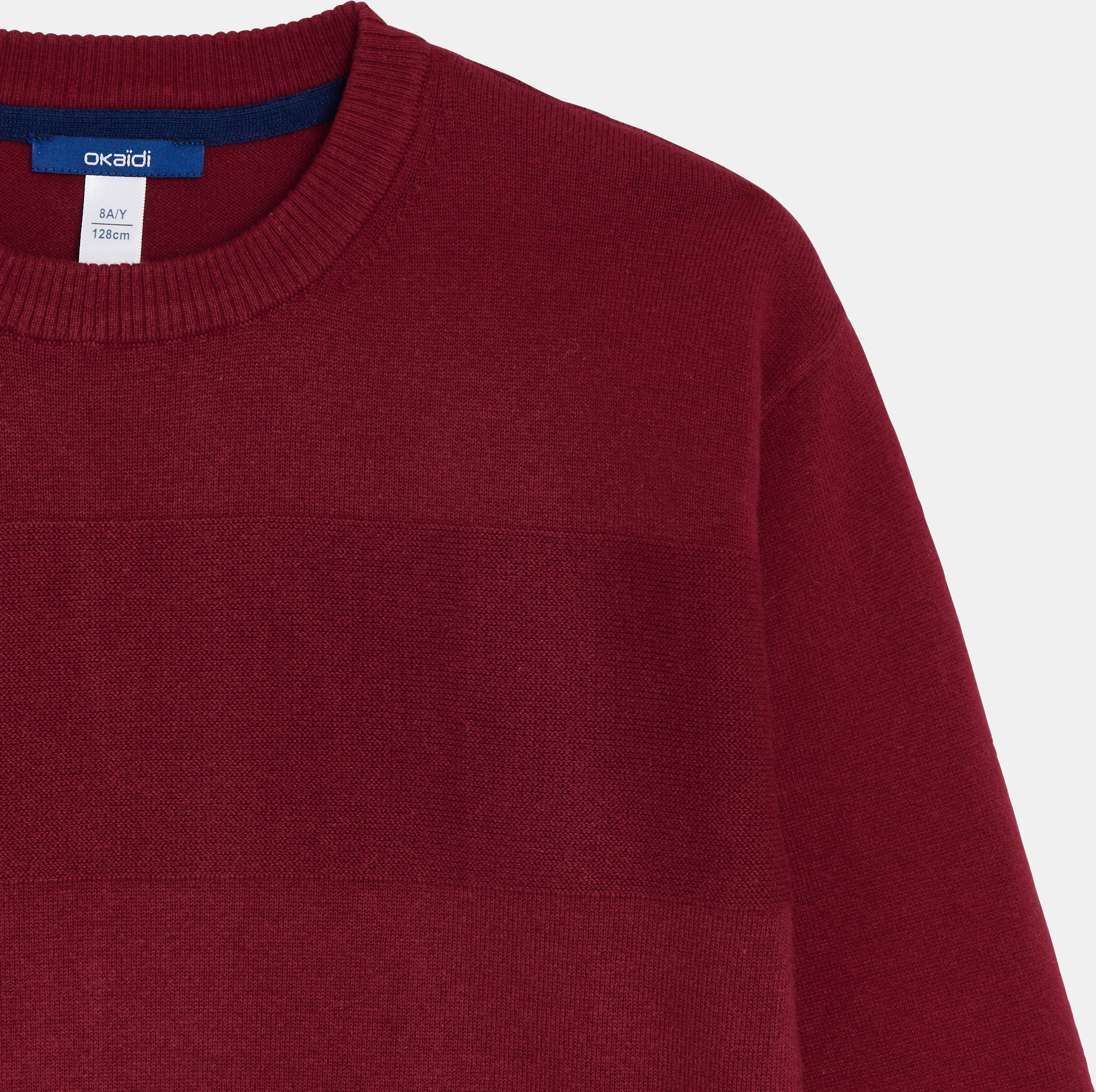 Boy's plain red crew neck jumper 2