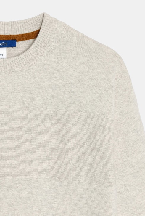 Jednobojni bjeličasti pulover okruglog ovratnika za dječake 2