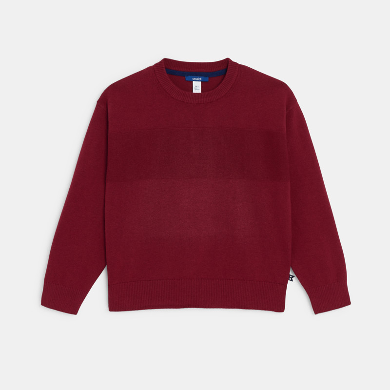 Rundhalspullover einfarbig rot für Jungen