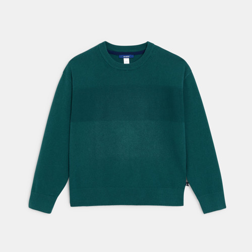 Pull Col Rond Uni Vert Garçon - Canard Moyen Fonce - 4A - OKAIDI
