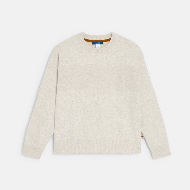 Rundhalspullover einfarbig in Ecru für Jungen