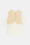 Robe maille tricot souris et gilet blanc bébé fille