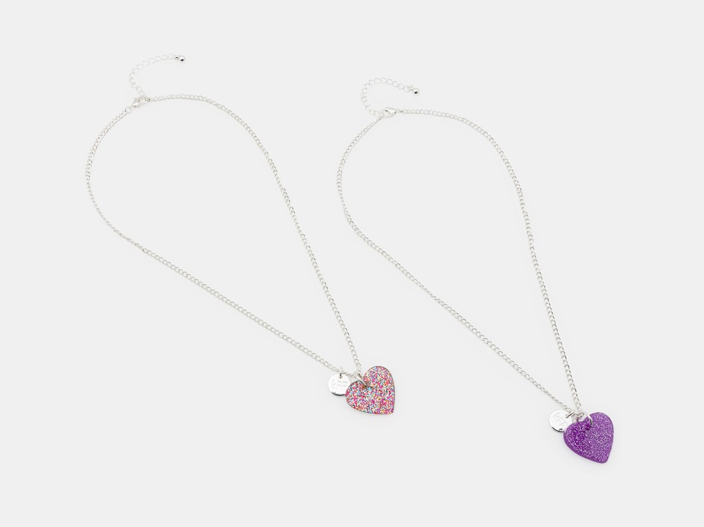 Colliers cœurs à paillettes (lot de 2) Fille 1