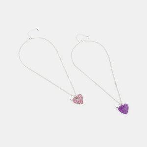 Colliers cœurs à paillettes (lot de 2) Fille