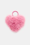 Porte-clef cœur en fausse fourrure rose Fille