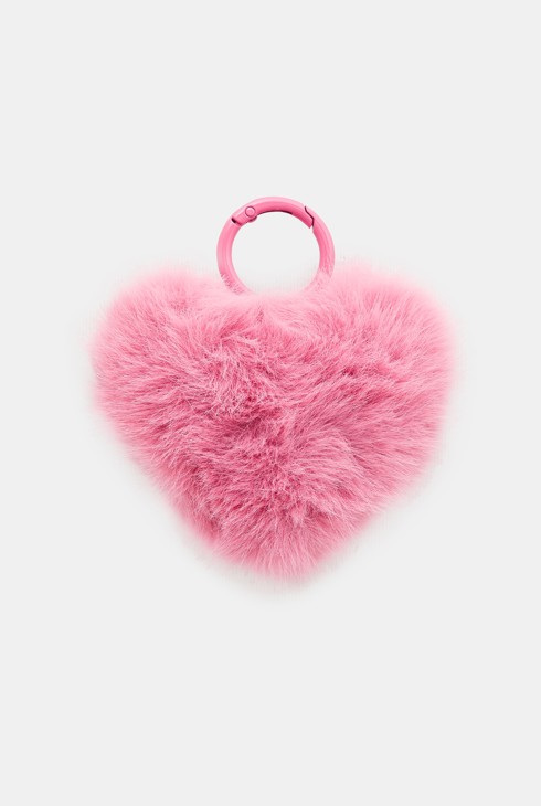 Llavero corazón de piel de imitación rosa niña 1